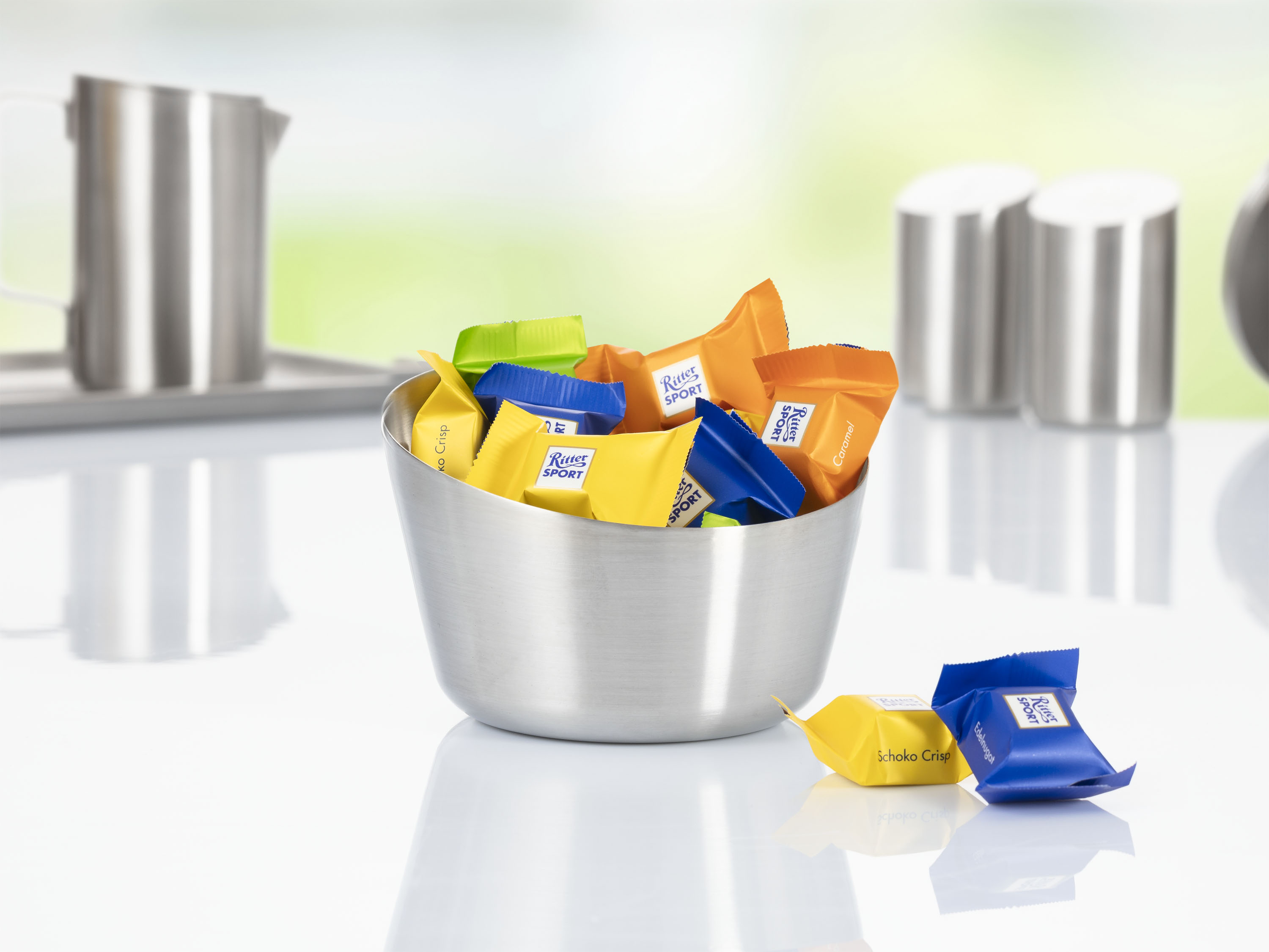 Snack und Dip Schale VISTA, Durchmesser: 120 mm / 88 mm, Höhe: 74 mm mit gebürsteter Oberfläche,