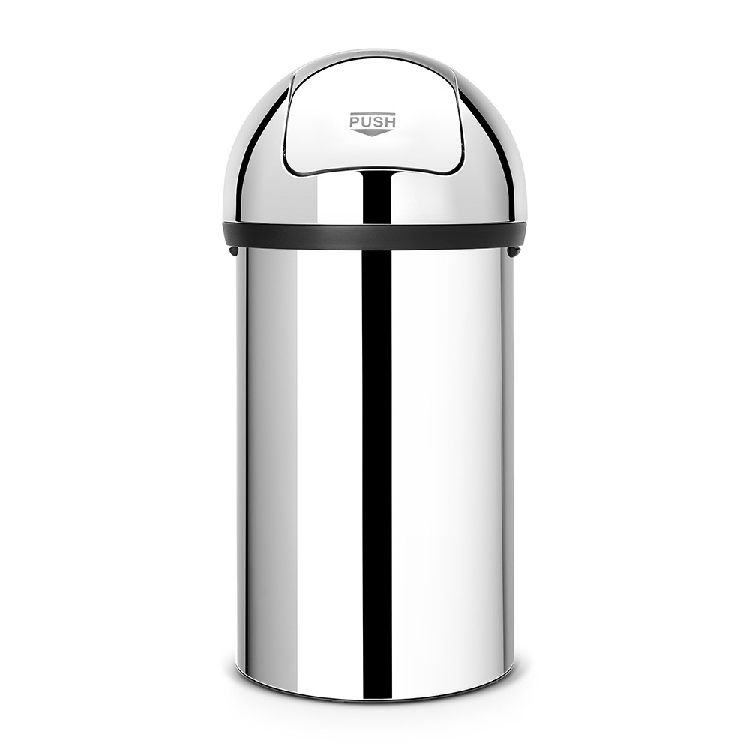 Brabantia Abfalleimer PUSH BIN, Inhalt: 60 ltr., Durchmesser 39,8 cm, Höhe 82 cm, Farbe: Brillant Steel.