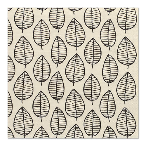 30 Servietten, 3-lagig 1/4-Falz 33 cm x 33 cm "Black Foliage" von PAPSTAR