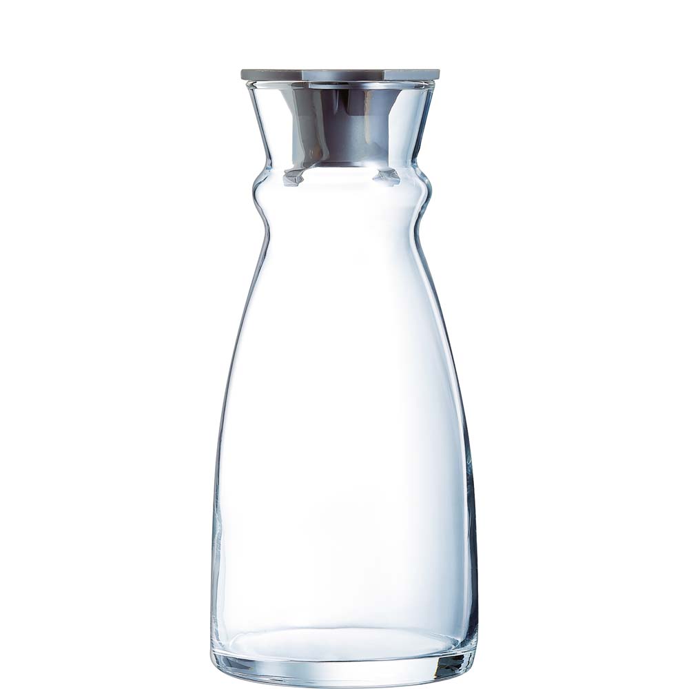 Arcoroc Karaffe FLUID, 750 ml, mit schwarzen Kunststoffdeckel Durchmesser: 107 mm, Höhe: 210 mm