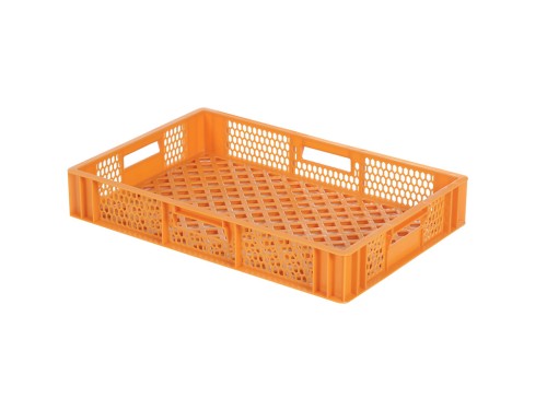 SARO Bäckereikiste 600X400X99mm Modell BK99 Made in Europe - Orangefarbiger, lebensmittelechte(r) Stapelbehälter / Bäckereikiste mit