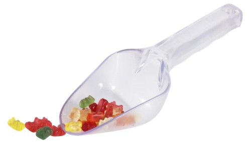 Mehrzweckschaufel aus glasklarem Polycarbonat, ideal als Eisschaufel und zum Abfüllen in schmale Behältnisse zu verwenden