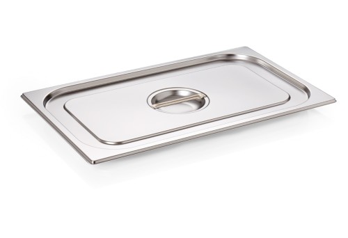 Flachdeckel. Flachdeckel aus CNS für 5065, GN 1/1, Chromnickelstahl. mit Fallgriffen und