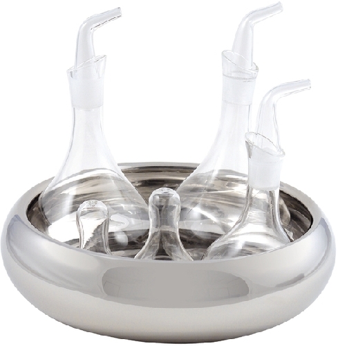 Sambonet Sphera Versilbert/Borosilic Menagère 4tlg.