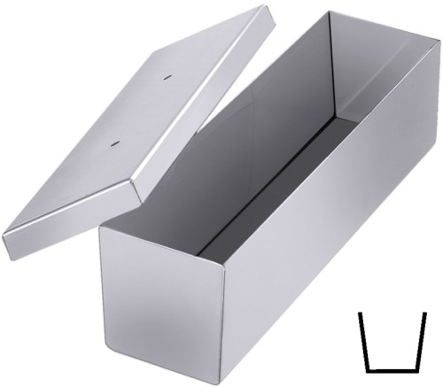 Pastetenform  mit Deckel aus Edelstahl, hochglänzend, gerade Kastenform, Materialstärke 0,9 mm, schwere Qualität Länge: 30 cm, Breite