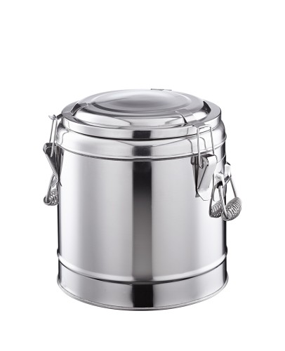 Thermospeisetransportbehälter. Chromnickelstahl. mit 3 Verschlussklammern und