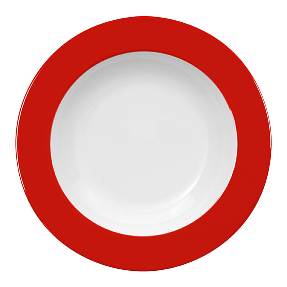 Teller tief 30 cm - Form: Table Selection - Dekor, 79172 glutrot - aus Porzellan. Hersteller:, Eschenbach. "Made in Germany".