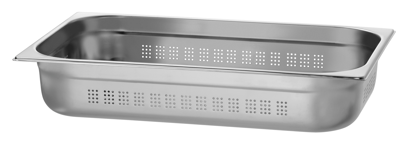 Bartscher GN-Behälter, 1/1, T100, gelocht |Ausführung: Mit Perforation (gelocht) | Maße: 53x 32,5 x 10,0 cm. Gewicht: 1,4 kg