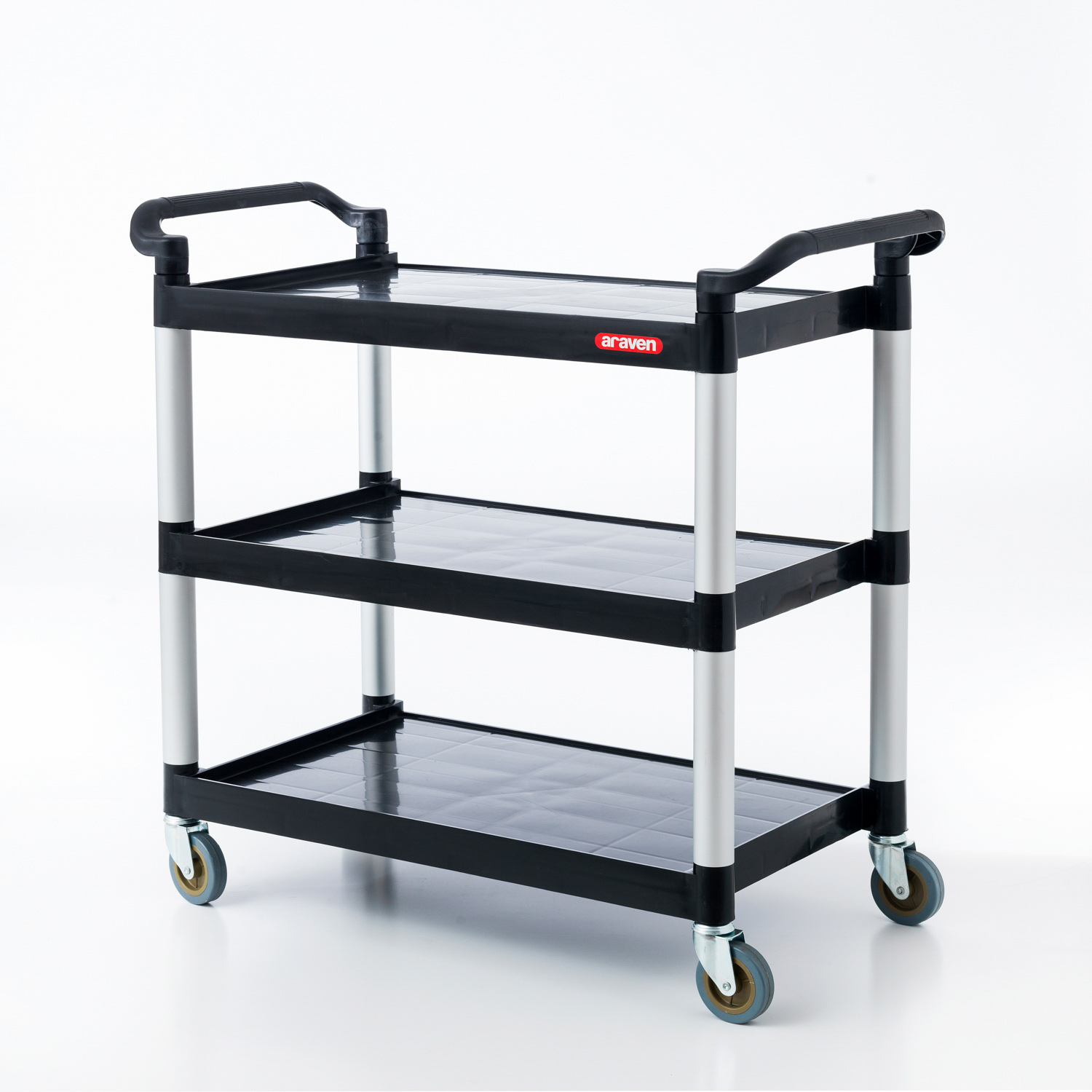 ARAVEN Servicewagen mit 3 Regalen und bis zu 150 kg Traglast, 1030x500x980mm