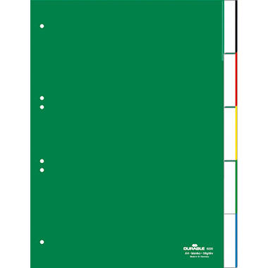 DURABLE Ordnerregister DIN A4 blanko Hartfolie grün 5 Registerblätter