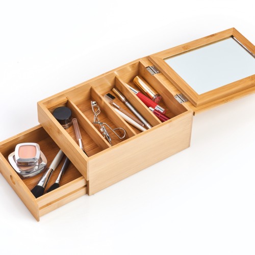 Schmuckkästchen m. Spiegel, Bambus. Länge: 250 mm. Breite: 190 mm. Höhe: 112 mm