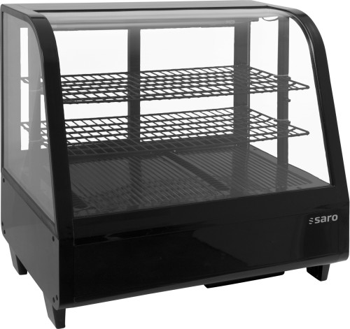 SARO Kühlvitrine 100 Liter, Modell KATRIN schwarz - Material: (Gehäuse) Kunststoff, schwarz - 4-seitig doppelverglast - 2 höhenverstellbare