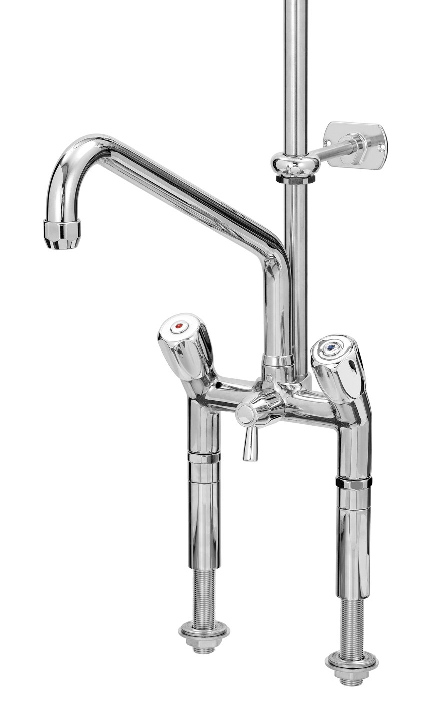 Bartscher Zweigriffmischer 40L-1802B | Durchflussbei 3 bar: Auslaufmenge: 16 L / Min.,Strahlregler: 40 L / Min.| 51,5 x 41,5 x 1220