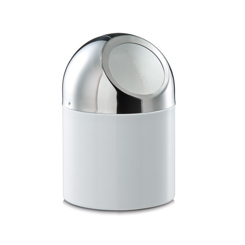 Zeller Tischabfalleimer, Edelstahl/Metall verchromt, weiß