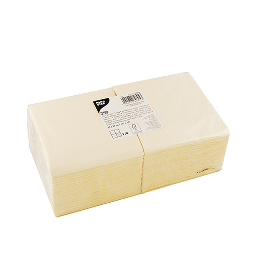 250 Servietten, 3-lagig 1/4-Falz 24 cm x 24 cm creme von PAPSTAR