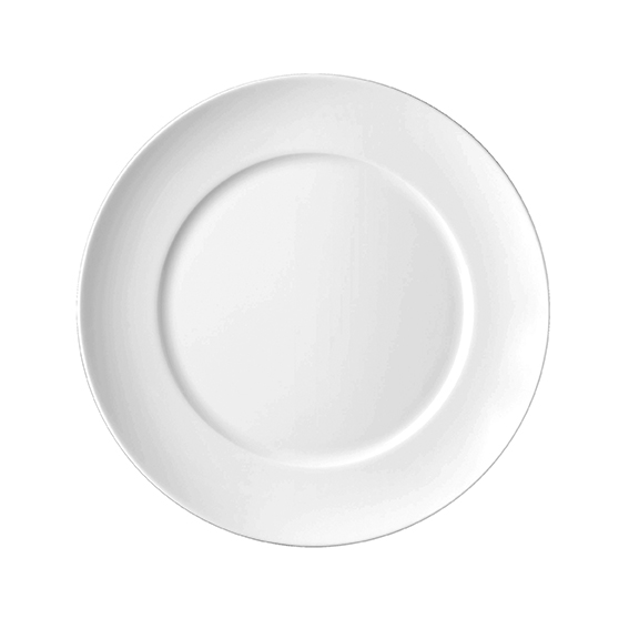 Teller flach 30 cm - Form: Universo - weiss - aus, Porzellan. Hersteller: Eschenbach. "Made in, Germany".