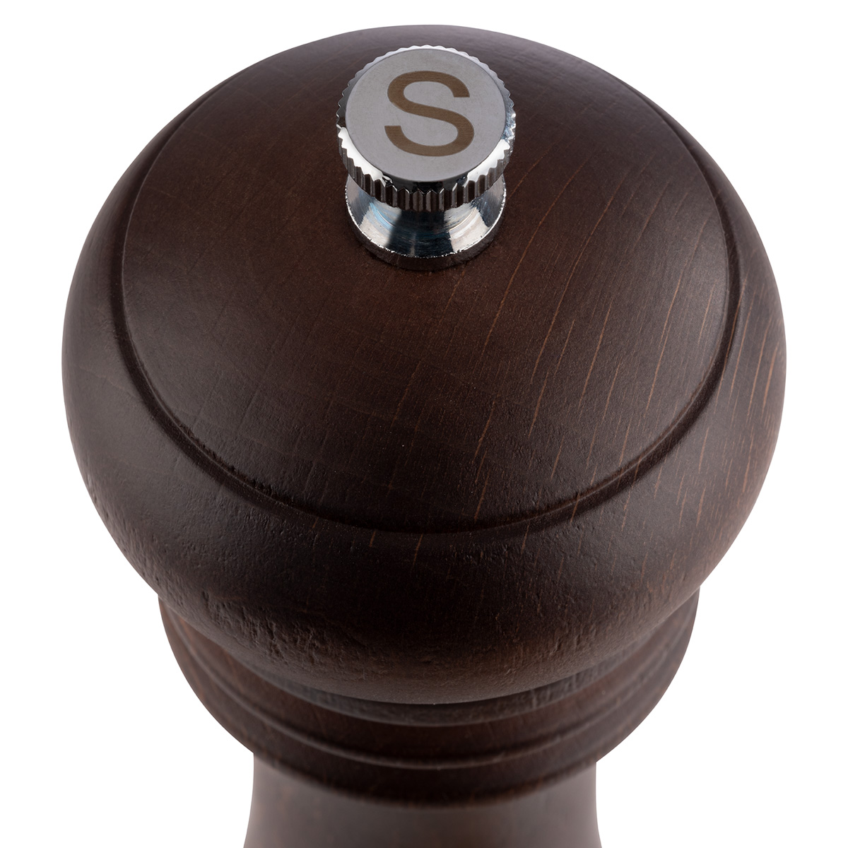 Salzmühle, Ø 5,5 cm, H: 15,5 cm, Buchenholz, dunkel, Keramikmahlwerk, Mahlgrad stufenlos einstellbar, Schaft aus Edelstahl