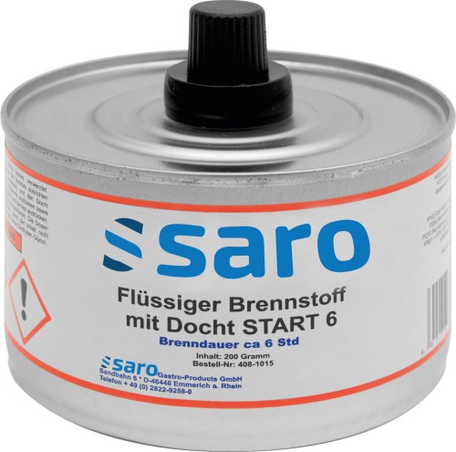 SARO Flüssiger Brennstoff m. Docht START 6, VPE 24Dosen Made in Europe - Für Chafing Dishes - Flamme kann problemlos gelöscht und wieder