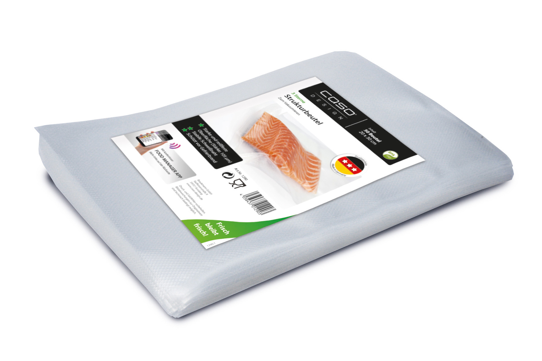 Caso Strukturbeutel / Vakuumbeutel für das Caso Fastvac-System Stärke 105 µm Maße 20 x 30 cm