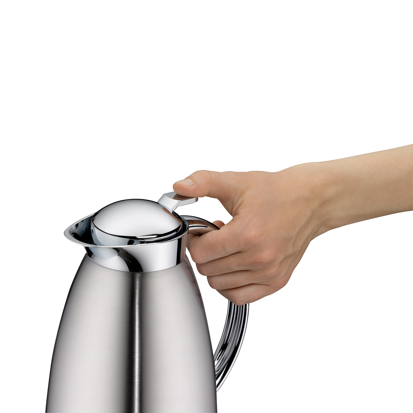 Isolierkanne Gusto stainless steel mat 1,0 l; Tisch Accessoire by Martin Hauenstein; hochwertiger Edelstahl mit Hartglaseinsatz