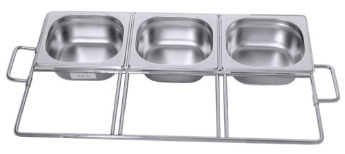 GN 1/1 Systemteiler ohne Einsätze aus Edelstahl 18/0, passend für GN 1/6 Behälter jeder Tiefe, die sonst nicht in GN 1/1 Einschübe passen