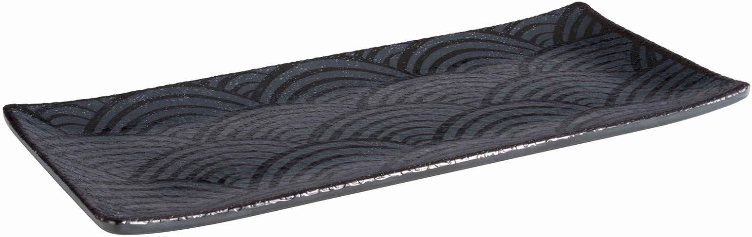 Tablett -DARK WAVE- 23 x 10,5 cm, H: 1,5 cm Melamin innen: Dekor außen: schwarz spülmaschinengeeignet stapelbar nicht