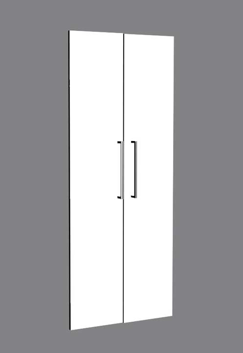 Vorbautüren-Set MODUS, Farbe: weiß, zu Einzelregal 80 x 38 x 185cm, 5 Ordnerhöhen, Griffe Edelstahl.