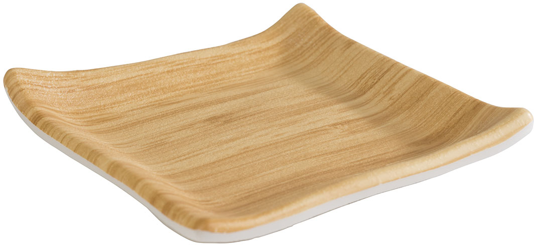 Tablett -BAMBOO- 10 x 10 cm, H: 2 cm Melamin innen: Bambusoptik außen: weiß spülmaschinengeeignet stapelbar nicht
