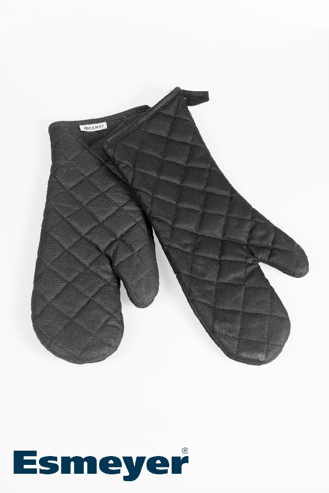 2 Ofenhandschuhe,feuerfest beschichtete Baumwolle, Schutz bis 250°C. Passt ab Damengröße M aufwärts. Extra lang für Unterarm-Schutz: 43 cm.