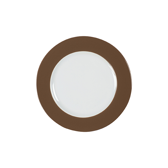 Teller flach 20 cm - Form: Table Selection -, Dekor 79921 nougat - aus Porzellan. Hersteller:, Eschenbach. "Made in Germany".