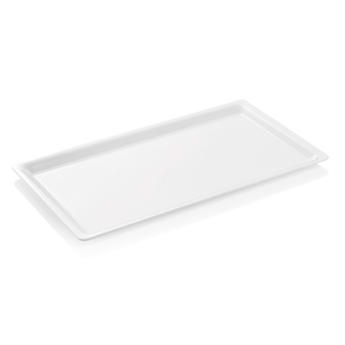 GN 1/1 Behälter, mit glattem Rand. Material: Melamin. Serie: GN 97. Inhalt in Litern: 2,5. Farbe: weiß. Maße: Höhe: 20 mm