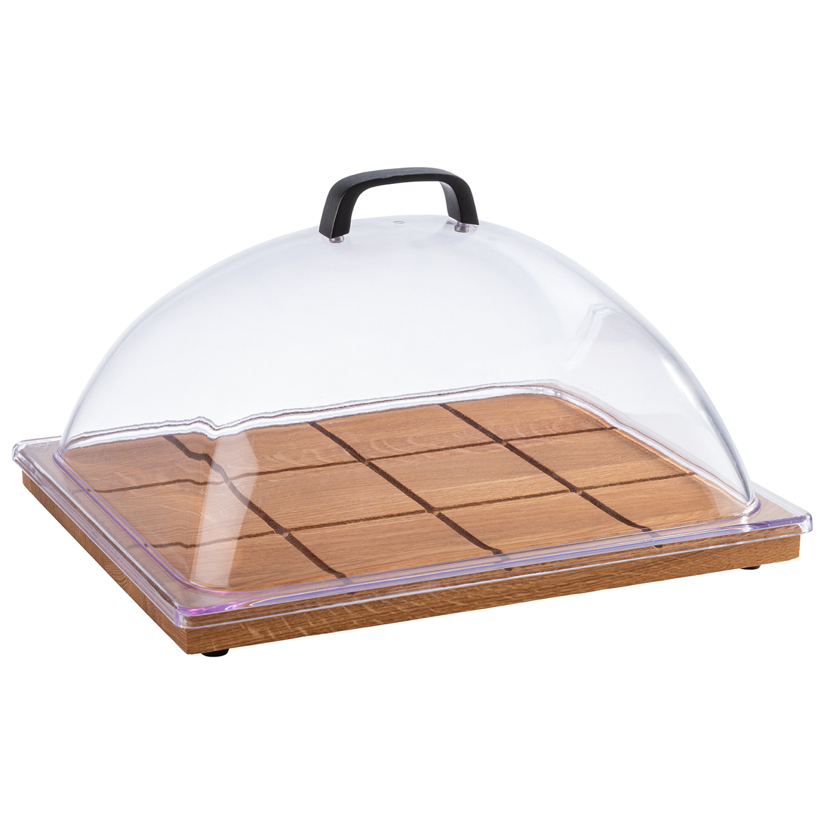 GN 1/2 Buffetbrett -SQUARE-, 32,5 x 26,5 cm, H: 2,5 cm, Eichenholz, geölt, mit Antirutsch-Füßchen