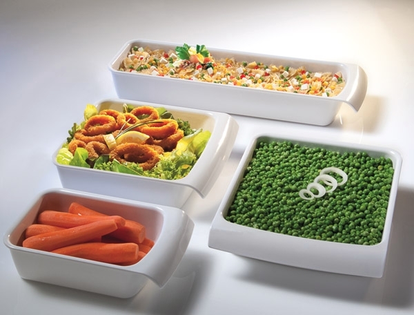 GN 1/2 Schale -CASCADE- 32,5 x 26,5 cm, H: 7,5 cm Melamin, weiß, 3,65 Liter spülmaschinengeeignet stapelbar nicht