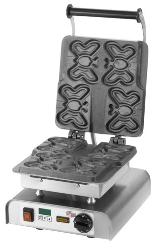 NEUMÄRKER Waffeleisen Butterfly am Stiel mit Digitaltimer, Backplatten Grauguss 310x340x250 mm