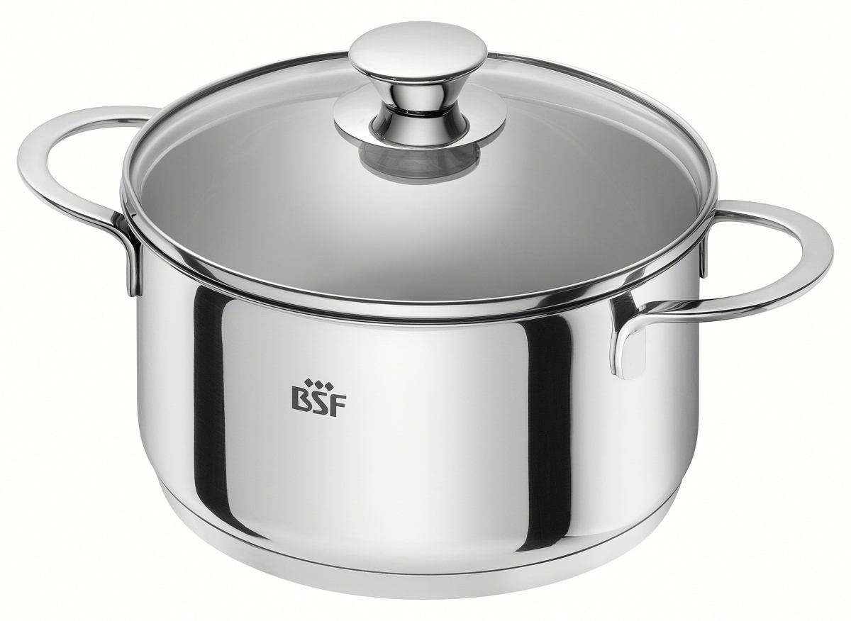 Bratentopf, 20 cm, rund, 18/10 Edelstahl, Serie: Bordeaux. Marke: BSF