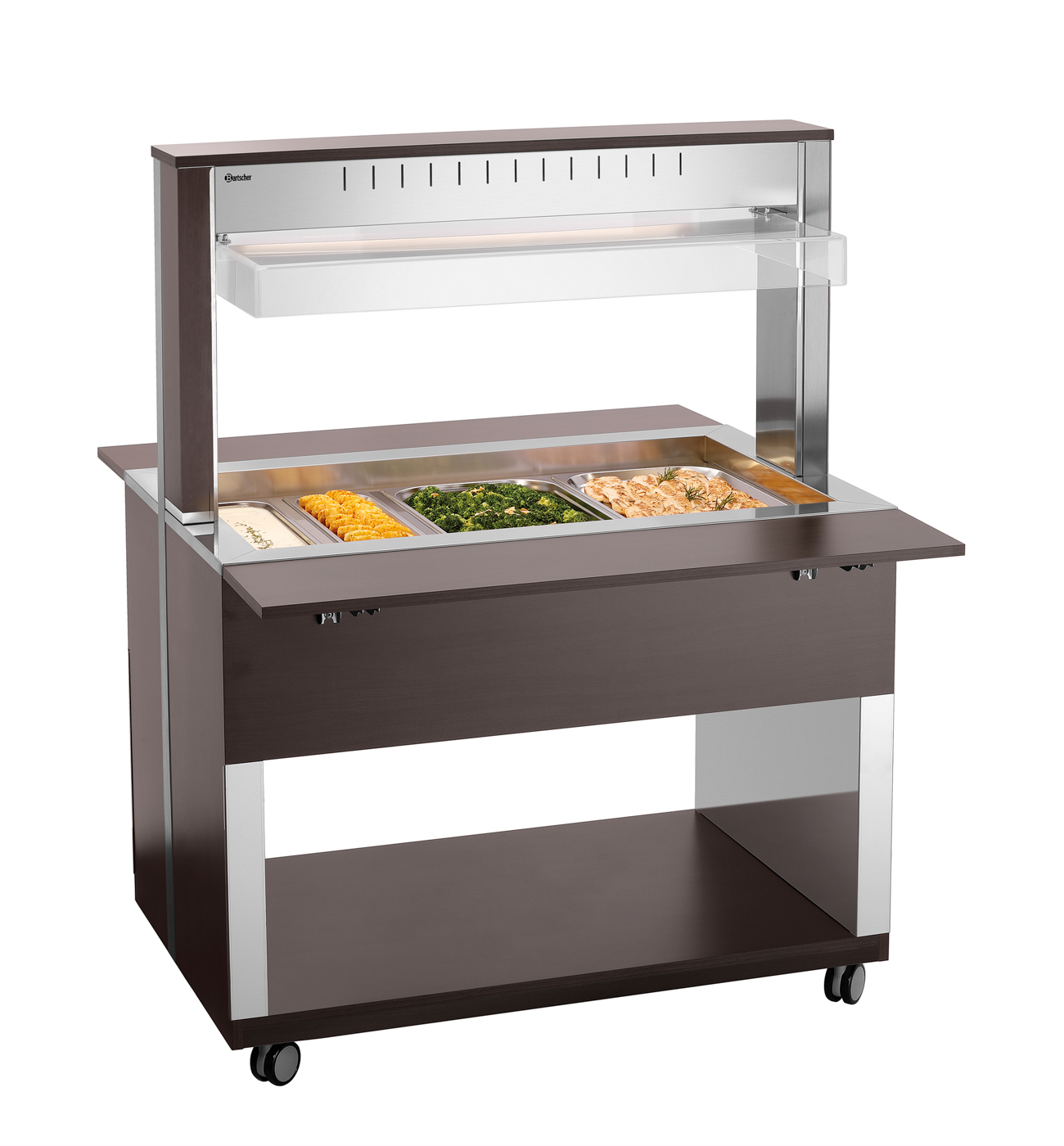 Bartscher Buffetwagen W3110-200W |Temperaturbereich von: 30 °C | Maße: 117 x 125 x151,0 cm. Gewicht: 110,6 kg