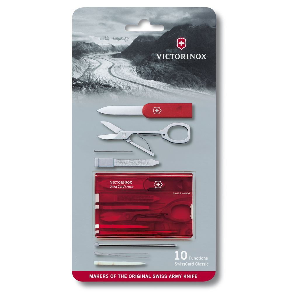 Victorinox SwissCard Classic Taschenmesser, rot transparent in Blister