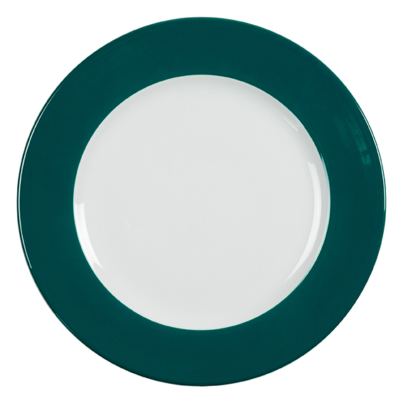 Teller flach 31,5 cm - Form: Table Selection -, Dekor 79933 türkisgrün - aus Porzellan., Hersteller: Eschenbach. "Made in Germany".