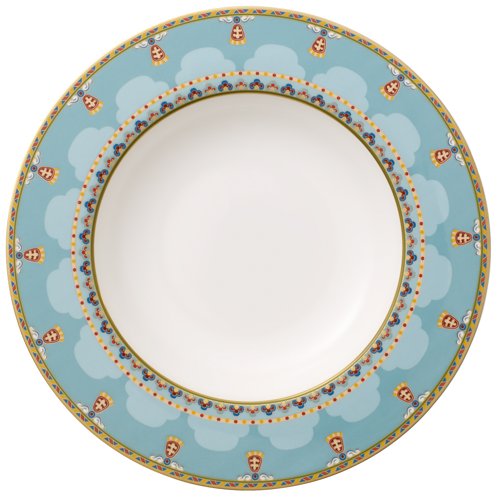 Villeroy und Boch Suppenteller - Maße: 24,6 x 24,6 x 3,3 cm / Ser.: Samarkand Aquamarin