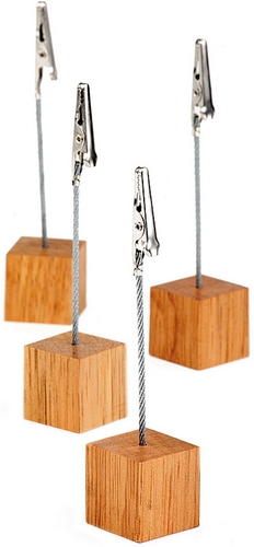 Kartenhalter, 4er Set 2,5 x 2,5 cm, H 12 cm Holz inkl. 20 weißen Beschriftungskarten nicht spülmaschinengeeignet Farbe: Beige