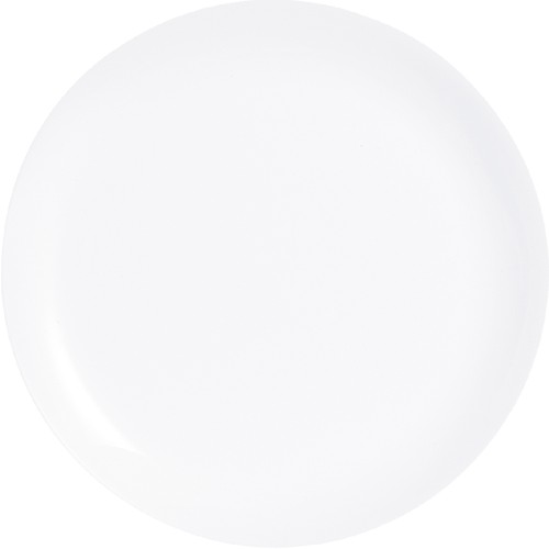 Speiseteller Diwali, Durchm. 27 cm, weiß, von Arcoroc. Opalglas (gehärtet) in Coupteller-Form, ohne breite "Fahne"