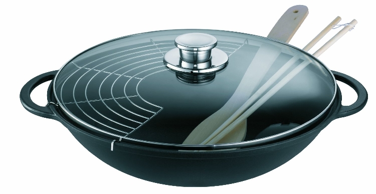 GastroSus Wok inkl. Ablage-Gitter in schwarz Kapazität: 6,20 l Durchmesser: 36 cm