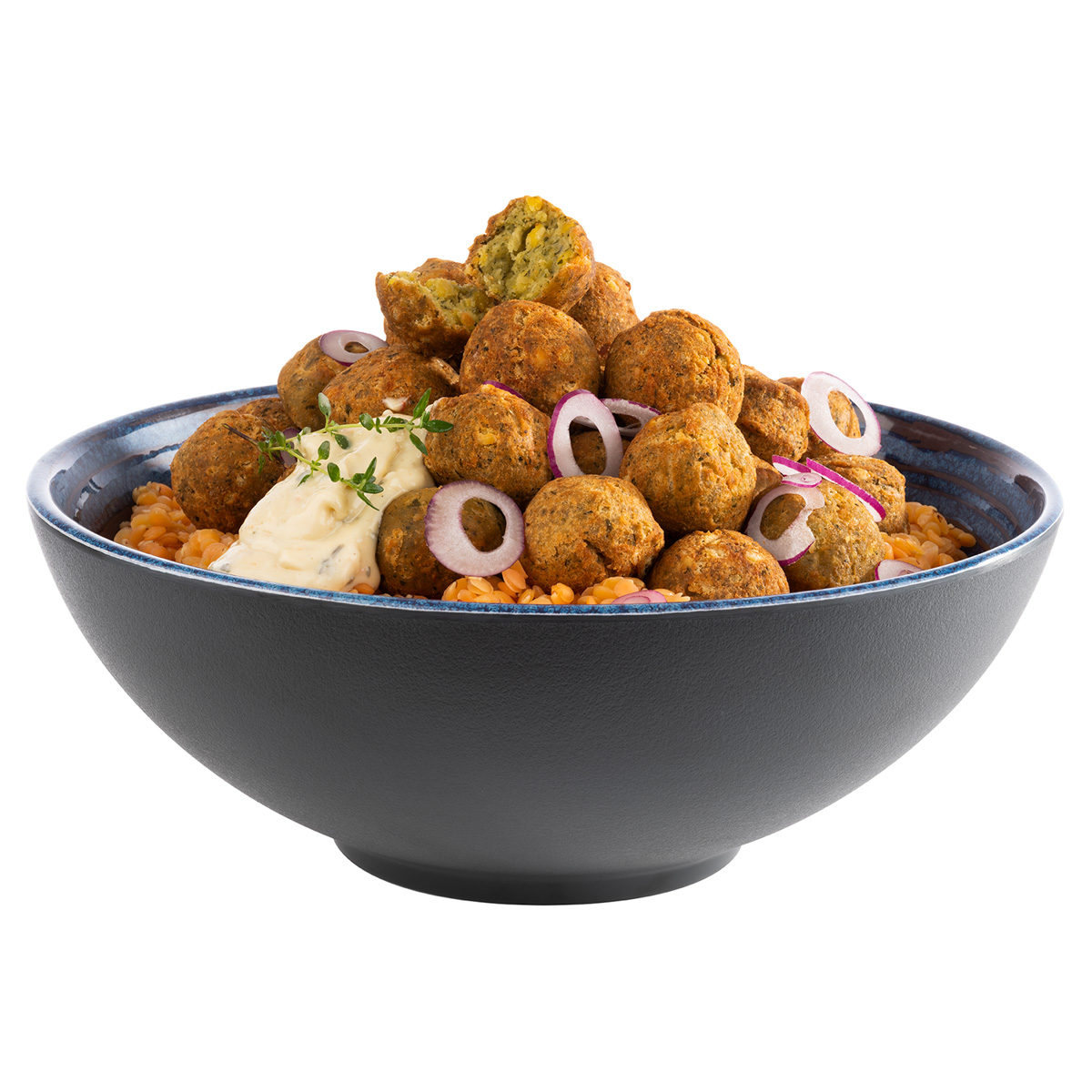 Schale -LOOPS-, Ø 24 cm, H: 9 cm, Melamin, innen: Dekor, dunkelblau, außen: dunkelgrau, 1,8 Liter