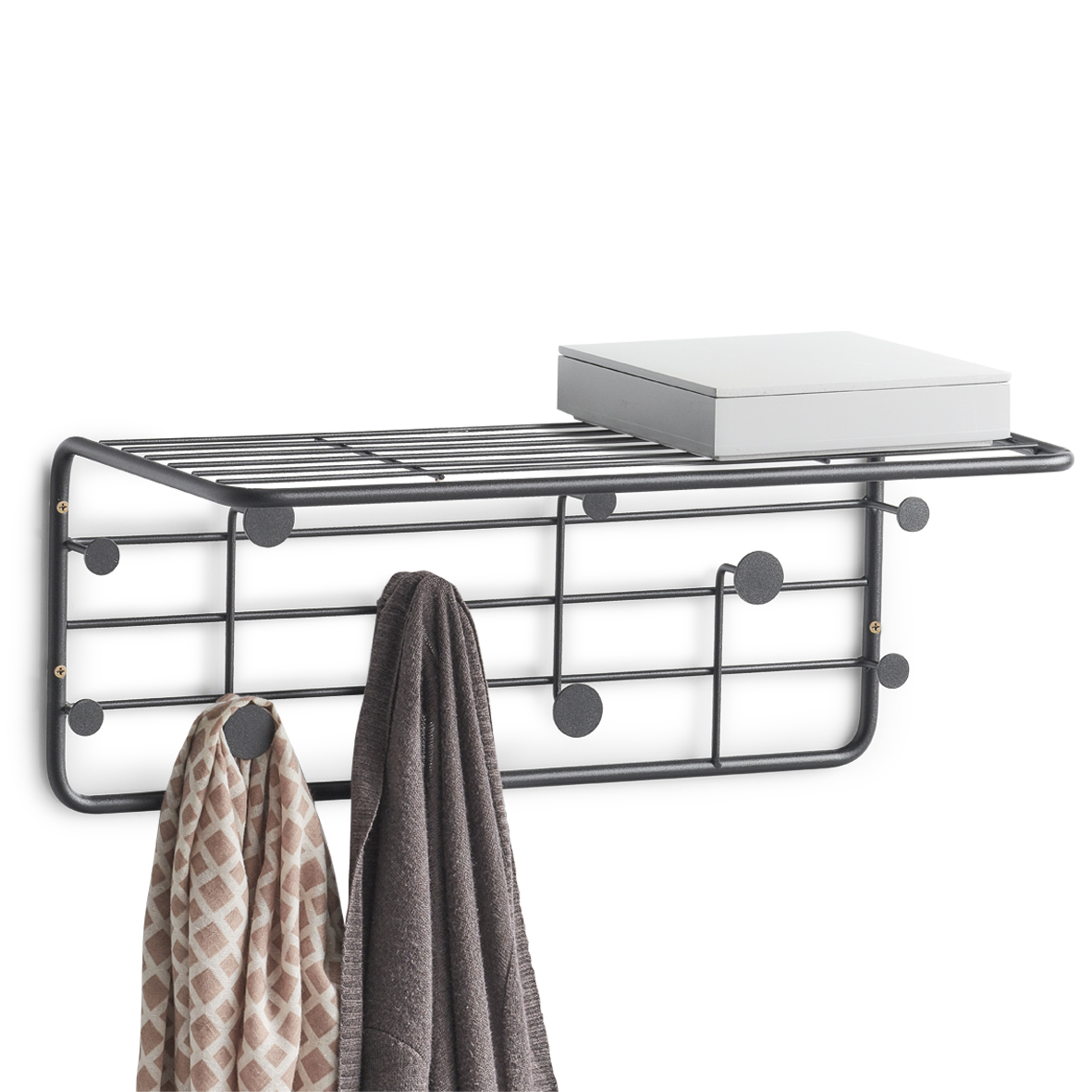 Wandgarderobe, Metall lackiert, 51,4x24x21 cm. Farbe: schwarz. Diese Wandgarderobe passt perfekt zum Industrial Look und verschönert Ihren Flur mit