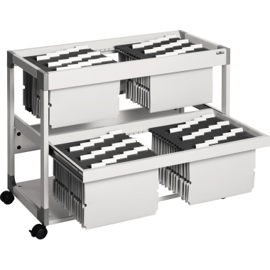 DURABLE Hängemappenwagen SYSTEM FILE TROLLEY 200 MULTI DUO 89,7 x 71,5 x 43,2 cm (B x H x T) Holz/Polyamid/PVC/Stahl, pulverbeschichtet grau