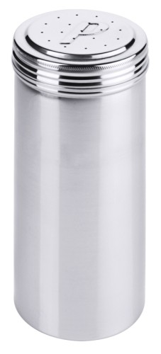 Salz-/Pfefferstreuer (hier: Pfefferstreuer mit 1 mm Lochung) aus Edelstahl, mit Schraubkappe, hochglänzend, schwere Qualität