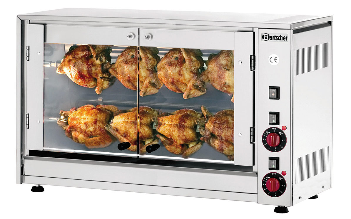 Bartscher Hähnchengrill P8N | Anschlusswert: 3,5kW | Maße: 88 x 43 x 53,0 cm. Gewicht: 41 kg