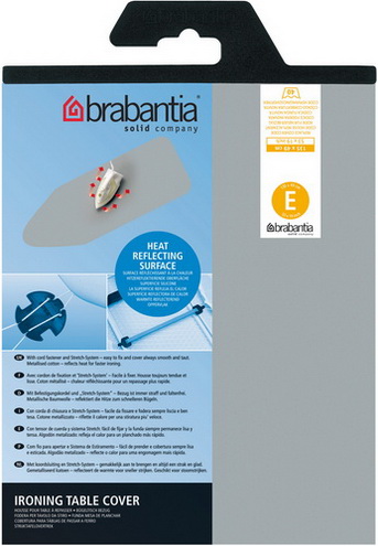 Brabantia Bügeltischbezüge 135x49 Baumwollbezug mit Metallbeschichtung und 2mm Schaumstoff Silver