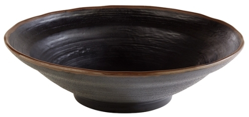 Schale -MARONE- Ø 30,5 cm, H: 8,5 cm, 2 Liter Melamin, schwarz mit braunem Rand spülmaschinengeeignet stapelbar nicht