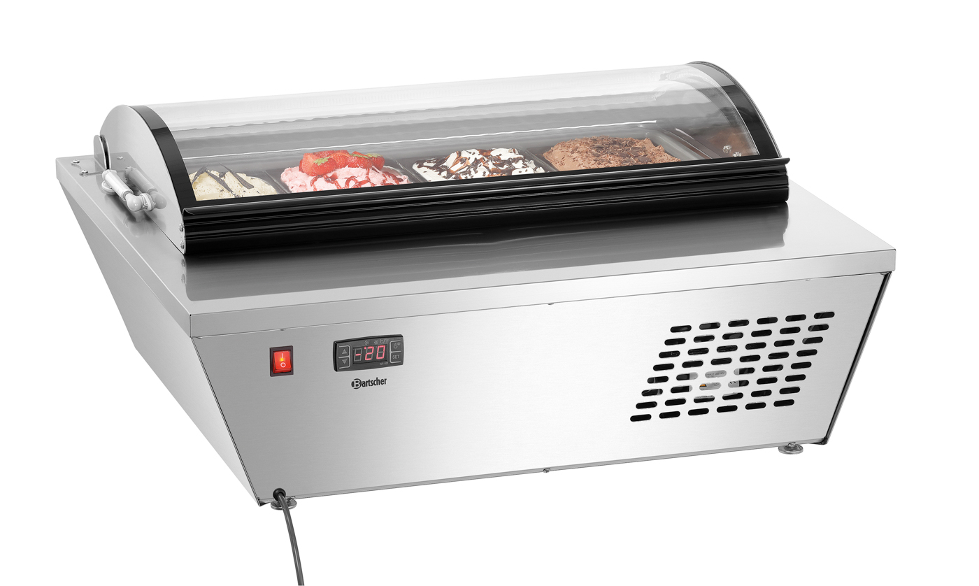 Bartscher Eisvitrine 4x6,5L-R | Position der Tür:Rückseite | Maße: 80,5 x 66,5 x 35,0 cm. Gewicht:33,4 kg
